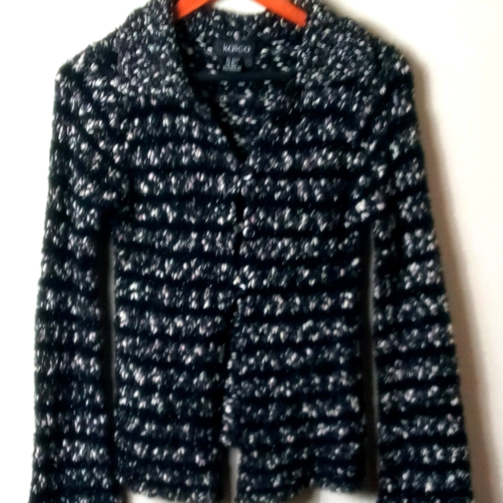 Kalico M Black White Merle Big Knit Cardigan